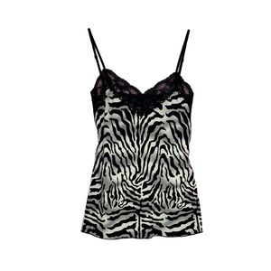Elegant Zebra Print Chemise with Lace Trim